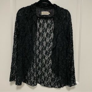 Propaganda by Plenty Black Silk Lace Cardigan Sweater Size XXS